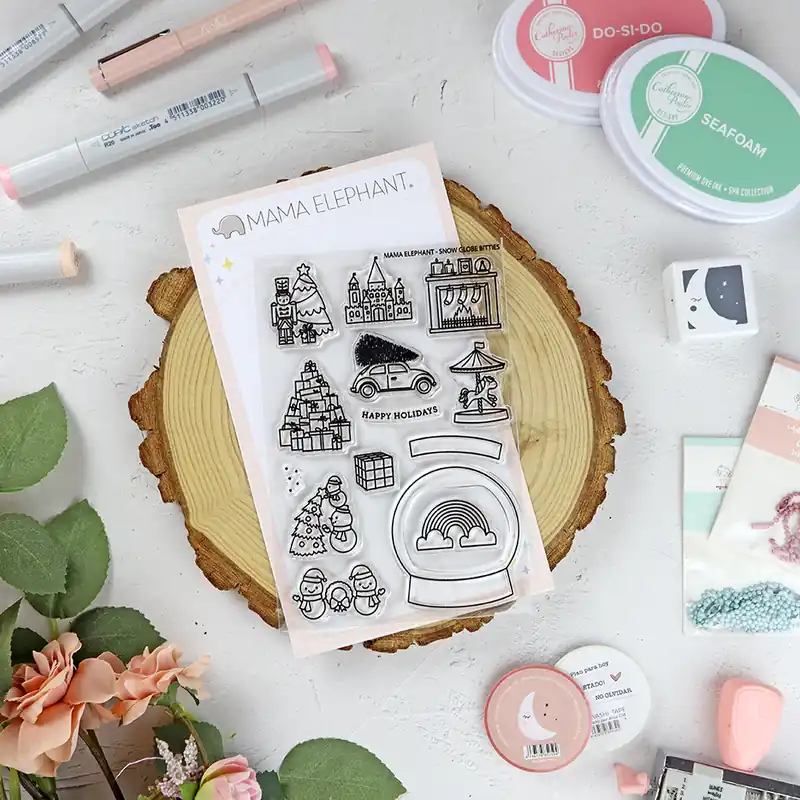 Disponible Ahora Set de sellos Snow Globe Bitties de Mama Elephant