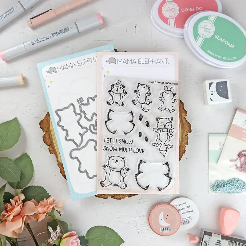 Más Vendido Set de sellos+troquel Snow Angels de Mama Elephant