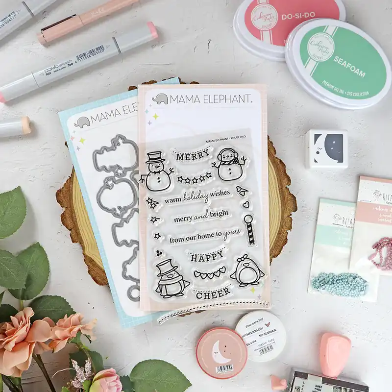 Set de sellos+troquel Polar Pals de Mama Elephant Pago Seguro