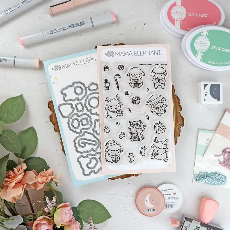 Nueva Colección Set de sellos+troquel Wooly Winter de Mama Elephant