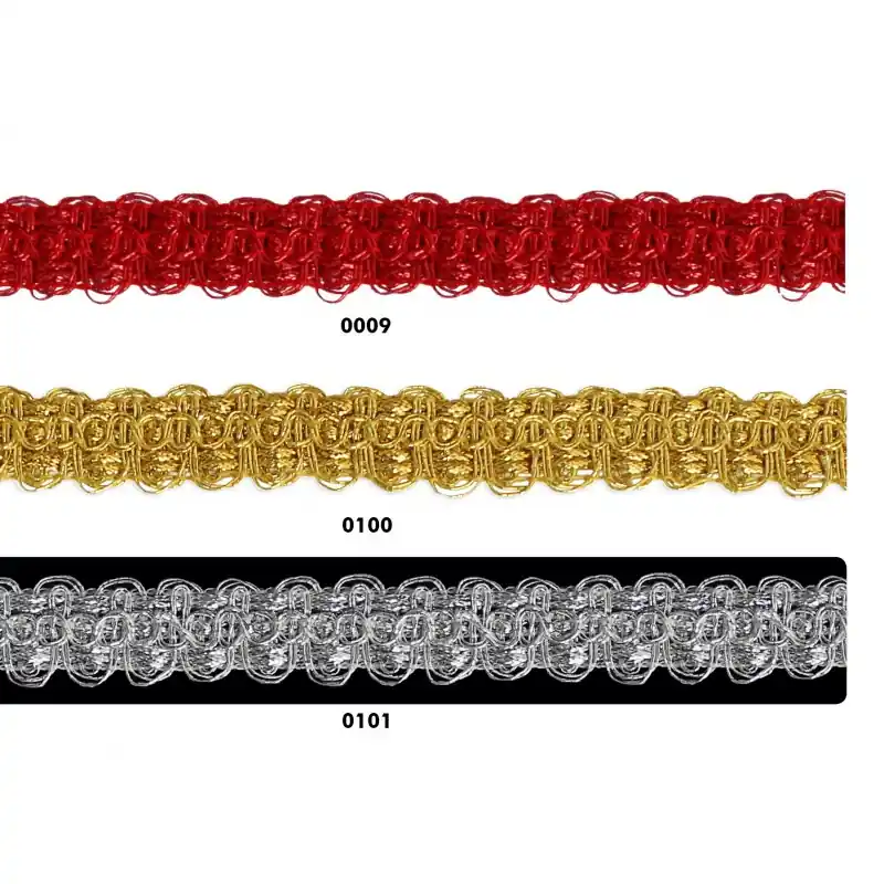 Pasamanería Metalizada 2cm Corniglia - Rizos Brillantes - 0009 Rojo Favorito De Clientes