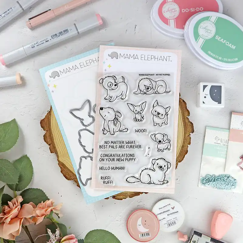 Oferta De Temporada Set de sellos+troquel My Pet Puppies de Mama Elephant