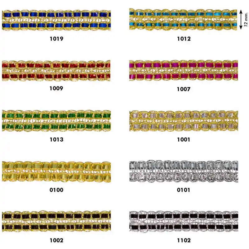 Premium Pasamanería Metalizada 1,2cm Aosta - 0101 Plateado