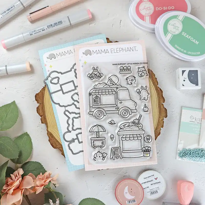 Favorito De Clientes Set de sellos+troquel Little Agenda Ice Cream de Mama Elephant