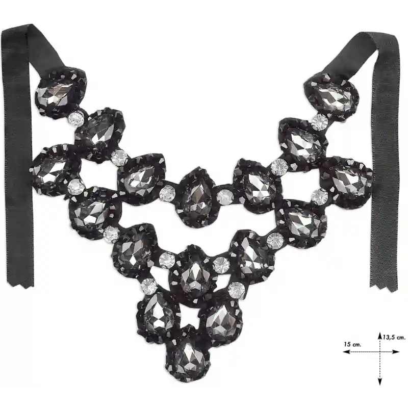 Solo Por Tiempo Limitado Cuello Piedras Cristal Azabache - Adorno Collar con Strass