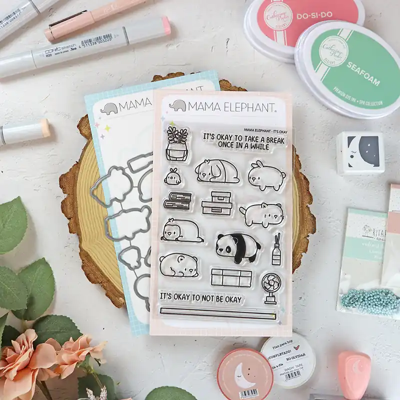 Set de sellos+troquel It’s Okay de Mama Elephant Hecho A Mano