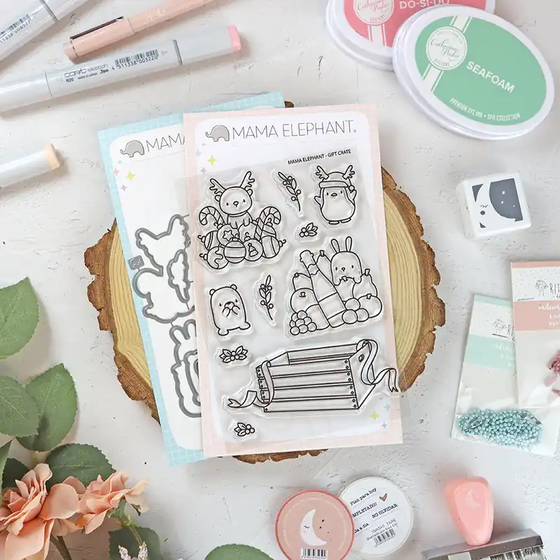 Set de sellos+troquel Gift Crate de Mama Elephant Promoción Exclusiva