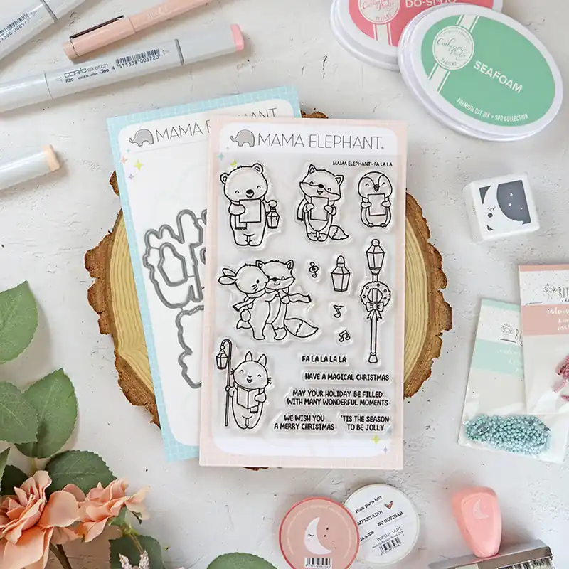 Set de sellos+troquel Fa La La de Mama Elephant Mayoreo