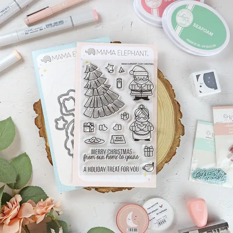 Lujoso Set de sellos+troquel Cozy Christmas de Mama Elephant