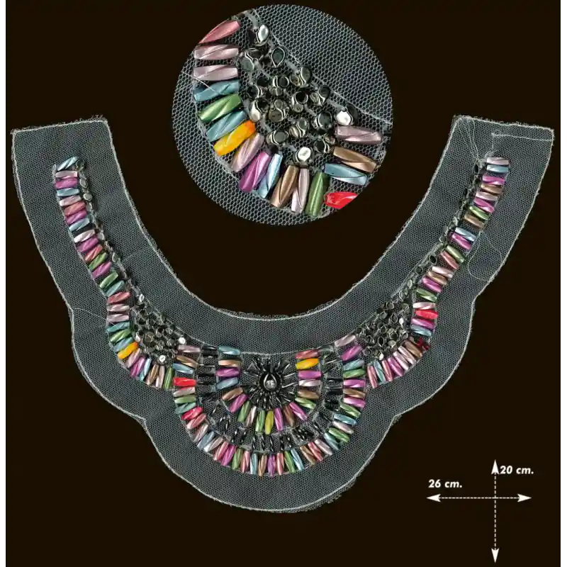 Cuello abalorios multicolor tul Conca di Marini De Moda