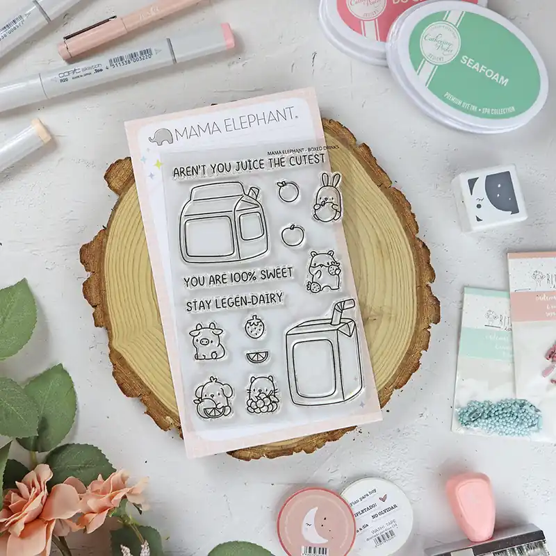 Disponible Ahora Set de sellos Boxed Drinks de Mama Elephant