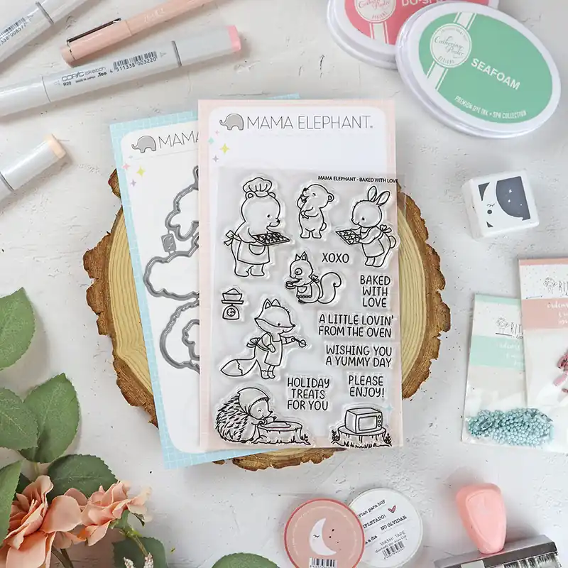Set de sellos+troquel Baked With Love de Mama Elephant Stock Limitado