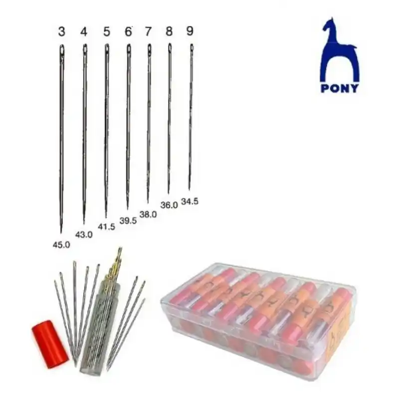 Venta Final Tubo Surtido de Agujas Pony - Ojo Dorado para Coser y Bordar