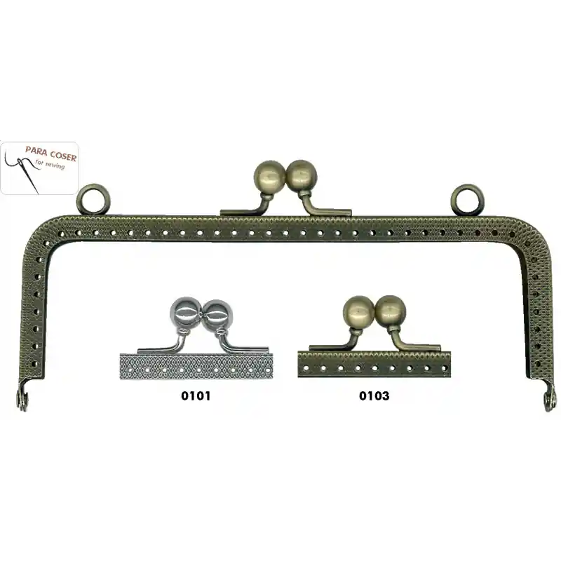 Tendencia Boquilla Monedero Grabada 15cm 869011 - Para Coser con Dos Argollas - 0101 Plateado