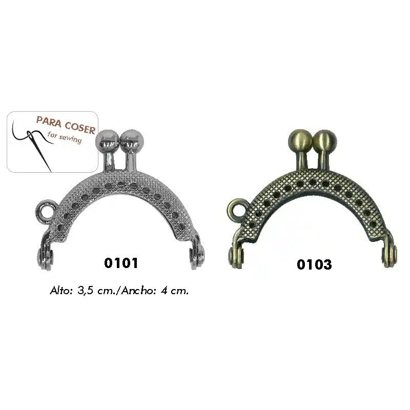 Artesanal Boquilla Monedero 4cm 869017 - Para Coser con Argolla - 0101 Plateado