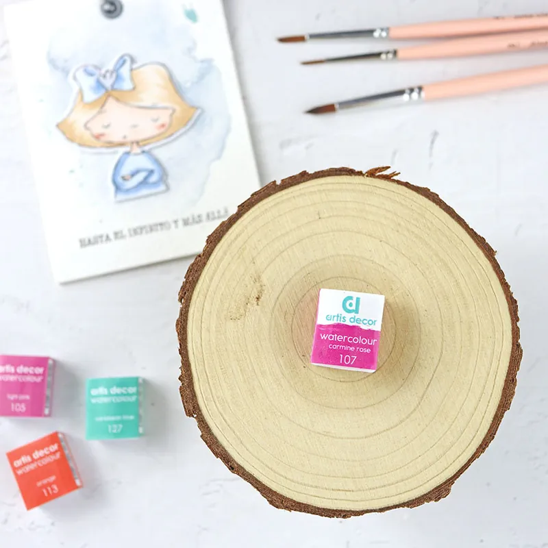 Moderno 1/2 godet acuarela Carmine Rose Artis Decor