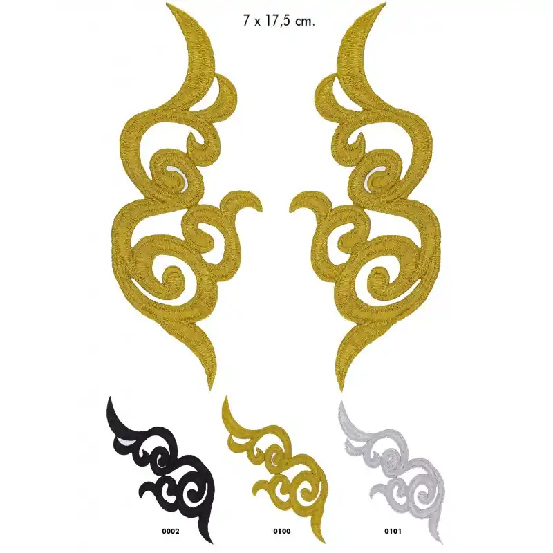 Barato Motivo bordado termoadhesivo metalizado 129901 (par) - 0002 Negro