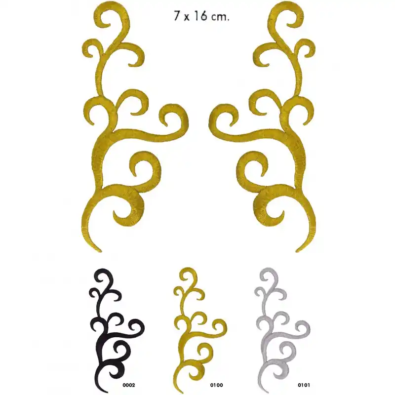 Motivo bordado termoadhesivo metalizado 129904 (par) - 0002 Negro Marca Reconocida