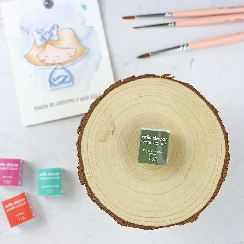 1/2 godet acuarela Burnt Cinnabar Green Artis Decor Certificado