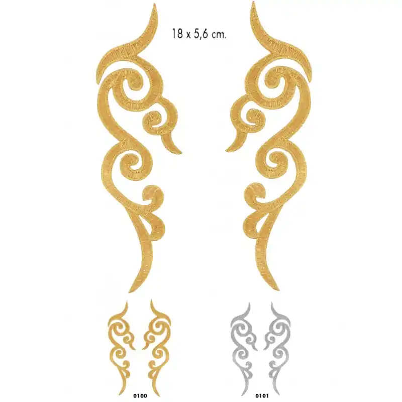 Promoción Exclusiva Motivo bordado termoadhesivo metalizado 122811 (par) - 0100 Dorado