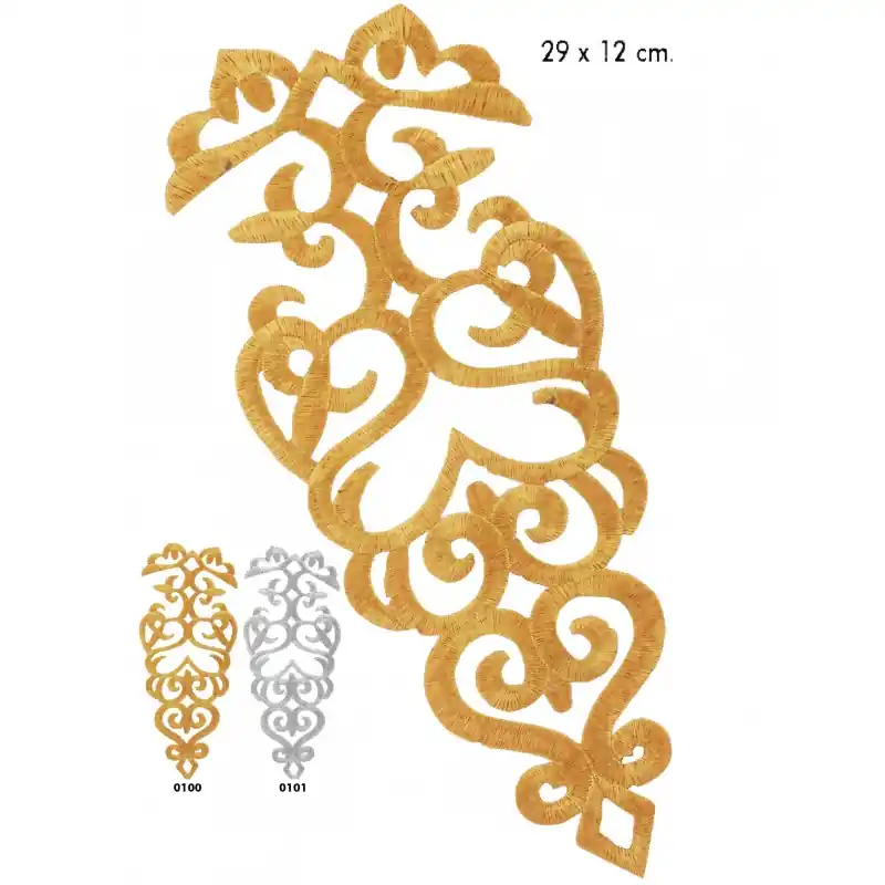 Solo Por Tiempo Limitado Motivo bordado termoadhesivo metalizado 122814 - 0100 Dorado