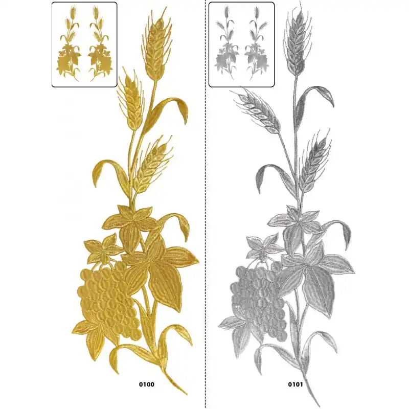 Motivo bordado termoadhesivo metalizado 129912 (par) - 0100 Dorado Mejor Calidad