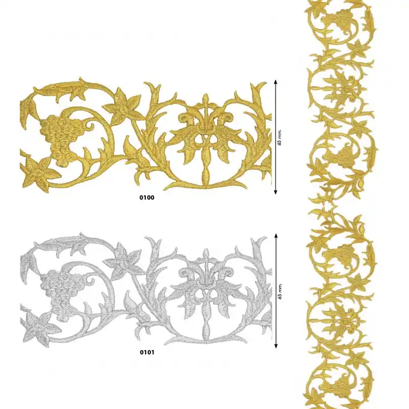 Motivo bordado termoadhesivo metalizado 129910 - 0101 Plateado Novedad