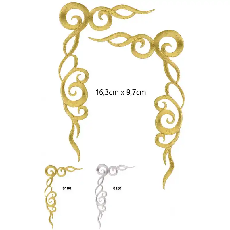 Novedad Motivo bordado termoadhesivo metalizado 164052 (par) - 0100 Dorado