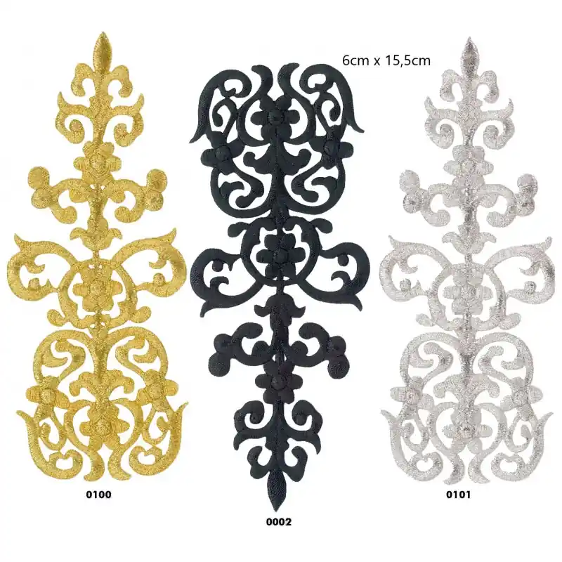 Motivo bordado termoadhesivo metalizado 164057 - 0002 Negro Gran Oferta