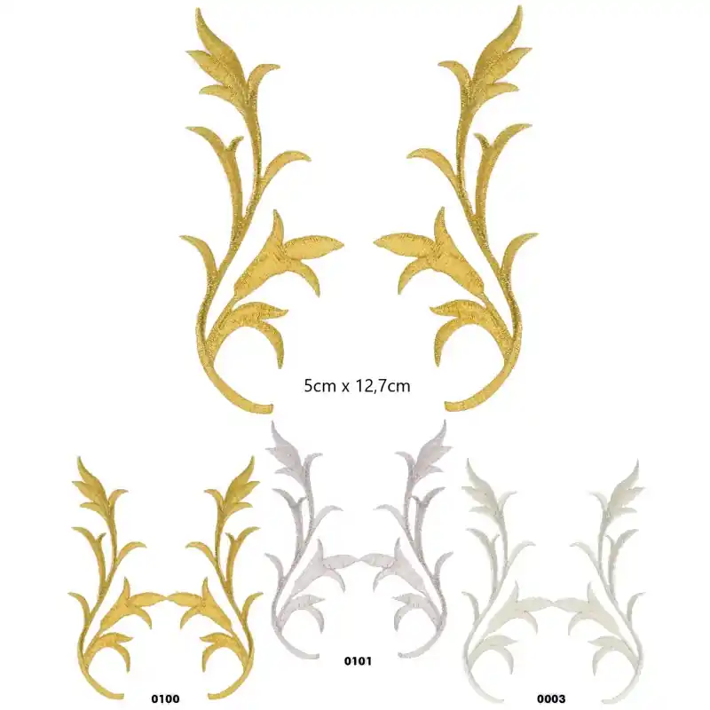 Motivo bordado termoadhesivo metalizado 164055 (par) - 0100 Dorado Precio Económico