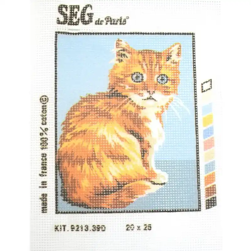 Última Oportunidad Kit petit point gato naranja