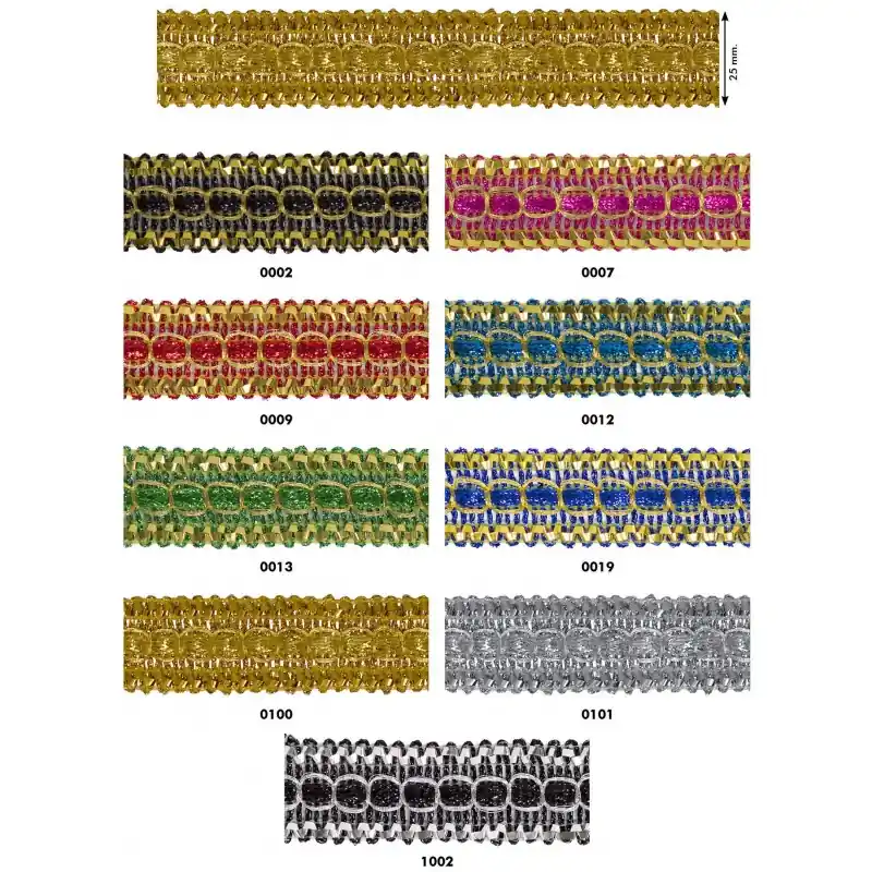 Artesanal Pasamanería Metalizada 2,5cm 460116 - 0002 Negro