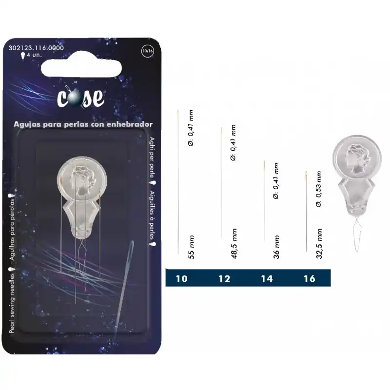 Agujas para Perlas COSE 10/16 con Enhebrador - 4 Unidades Rebajas