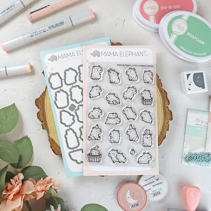 A Buen Precio Set de sellos+troquel Little Capybara Agenda de Mama Elephant