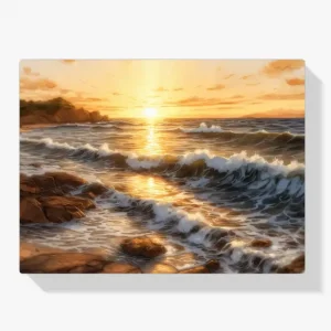 Certificado Pintar por Números – Olas doradas al atardecer