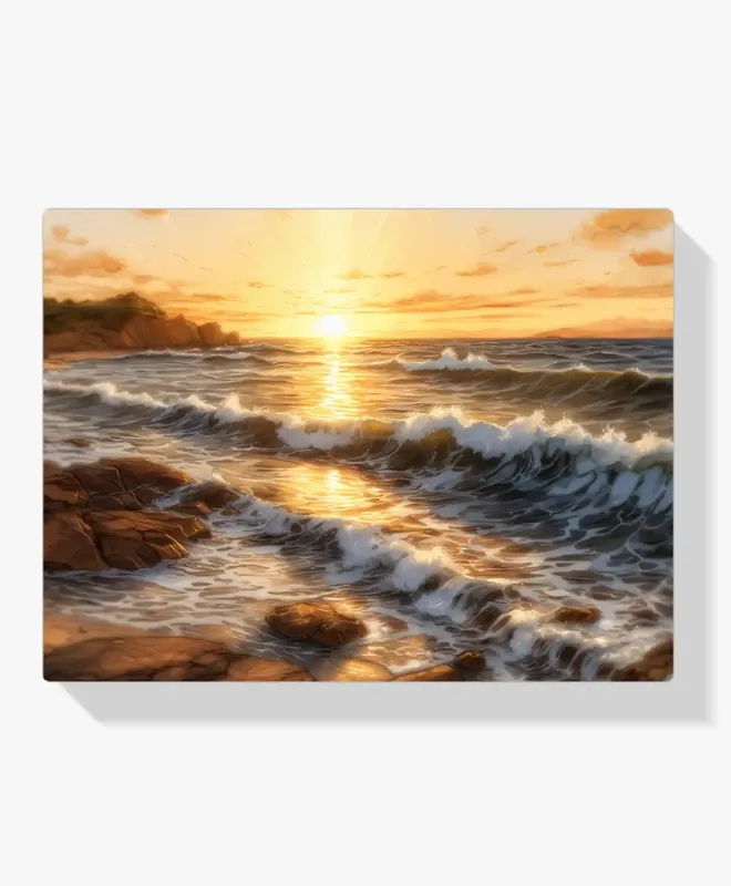 Certificado Pintar por Números – Olas doradas al atardecer