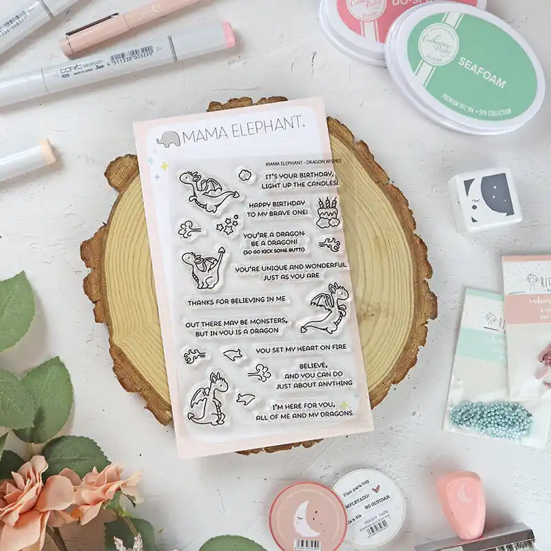 Garantía De Devolución De Dinero Set de sellos Dragon Wishes de Mama Elephant