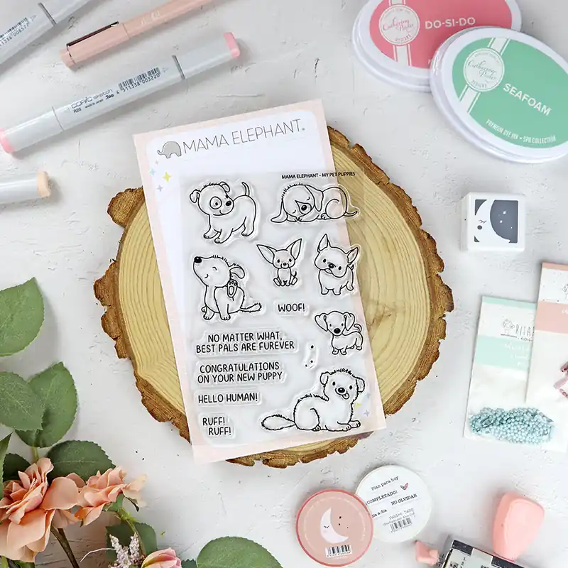 Set de sellos My Pet Puppies de Mama Elephant Exclusivo