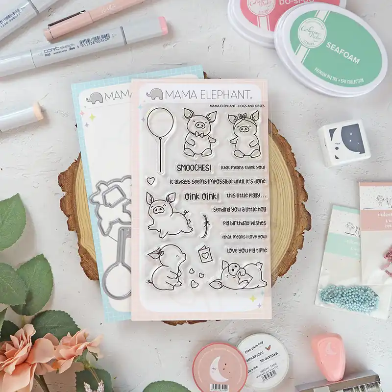 Pedido Al Por Mayor Set de sellos+troquel Hogs & Kisses de Mama Elephant