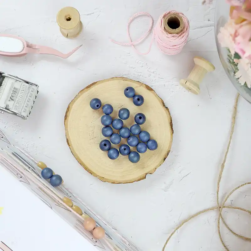 Última Versión Cuentas de madera Azul petróleo