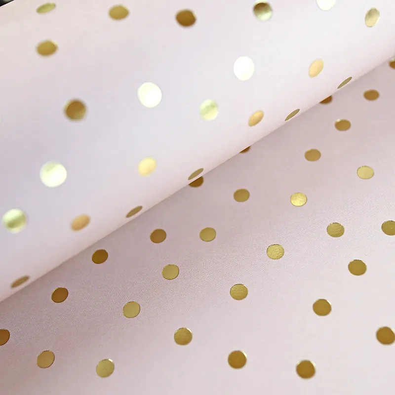 Cartulina especial con topos foil Melocotón Mejor Calidad