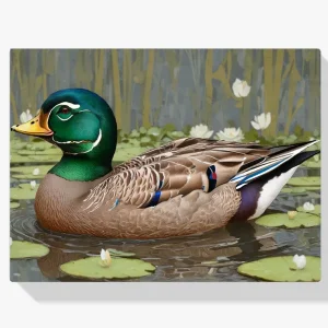 Artesanal Pintar por Números – Pato salvaje pacífico entre los lirios