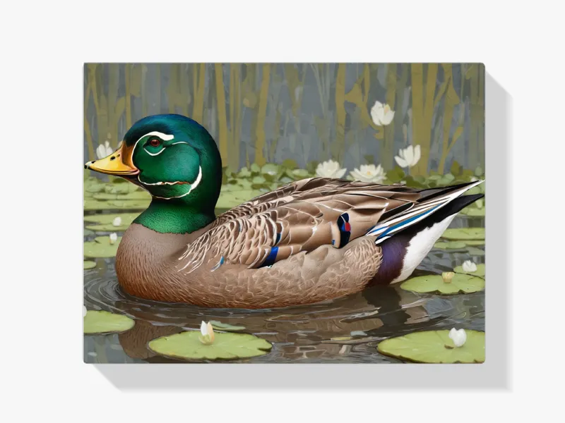Artesanal Pintar por Números – Pato salvaje pacífico entre los lirios
