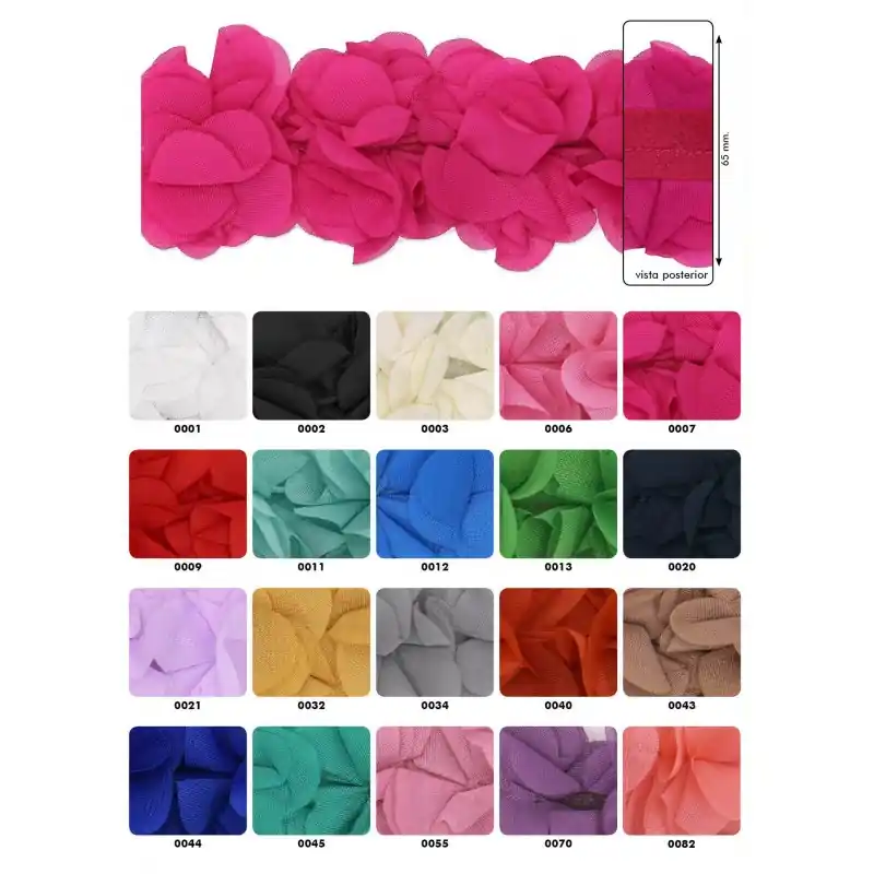 Exclusivo Tira fielt flores - 0001 Blanco