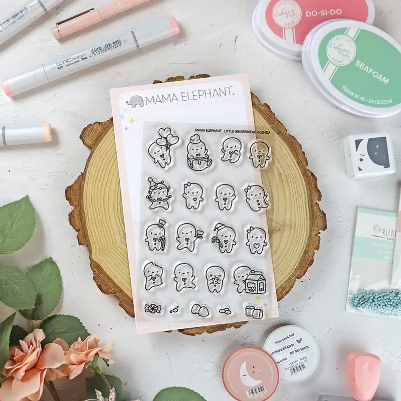 Set de sellos Little Gingerbread Agenda de Mama Elephant Nuevo Modelo