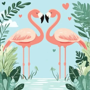 Favorito De Clientes Pintura sobre números – Flamencos Enamorados