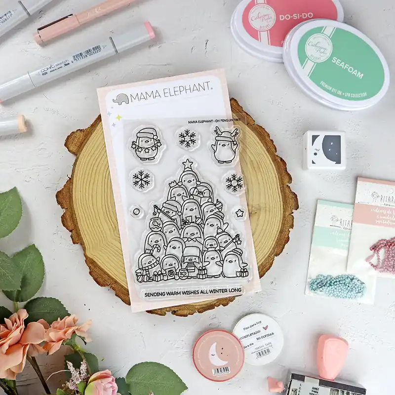 Set de sellos Oh Penguin Tree de Mama Elephant Popular