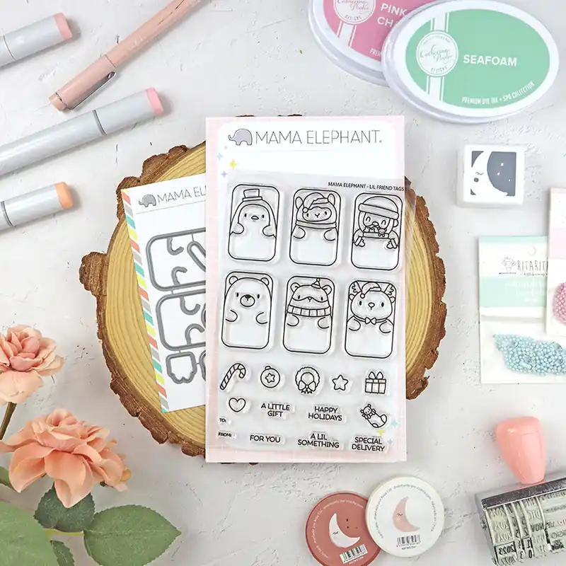 Rebajas Set de sellos+troquel Lil Friend Tags de Mama Elephant