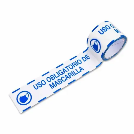 1 rollo Cinta para suelo balizamiento "Uso obligatorio uso de mascarilla" PVC 72 mm x 50 mts Compra Hoy