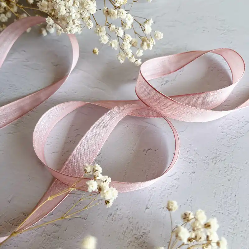 Económico Lazo gasa Rosa bailarina, por metro